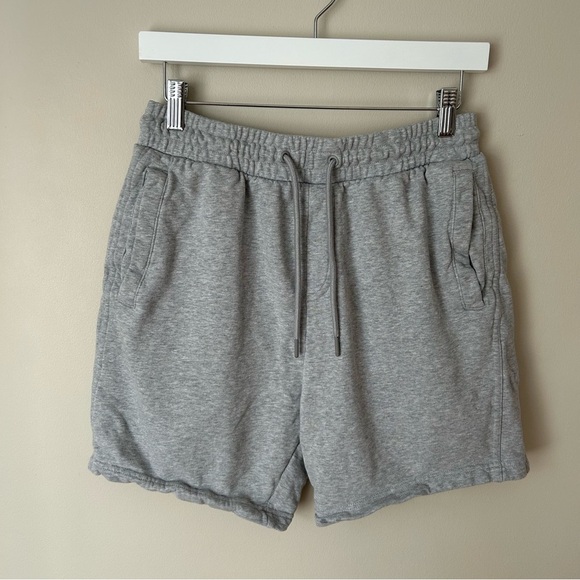 Gymshark Cotton Pocket Elastic Waist Workout Light Grey Shorts Men’s Medium - Picture 2 of 8